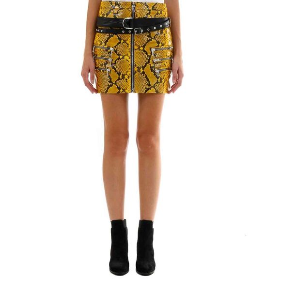 Unravel Women Yellow Python Leather Skirt - Picture 1 of 4
